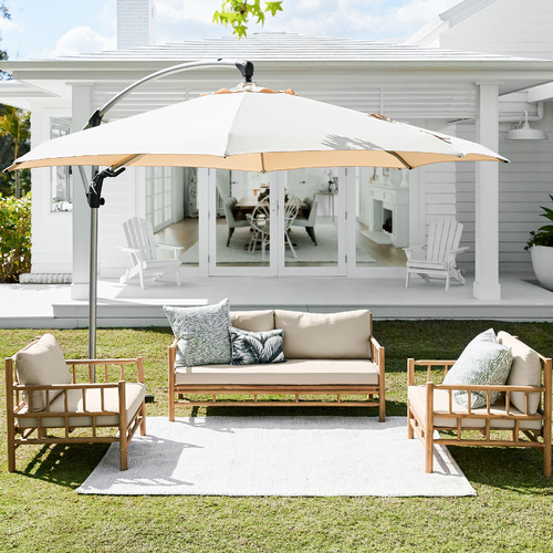 Temple Webster 4 Seater Costa Rica Acacia Wood Outdoor Lounge Set